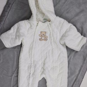 Little Me NWOT White Quilted Velour Baby Snowsuit Jumpsuit Bodysuit Winter Cold